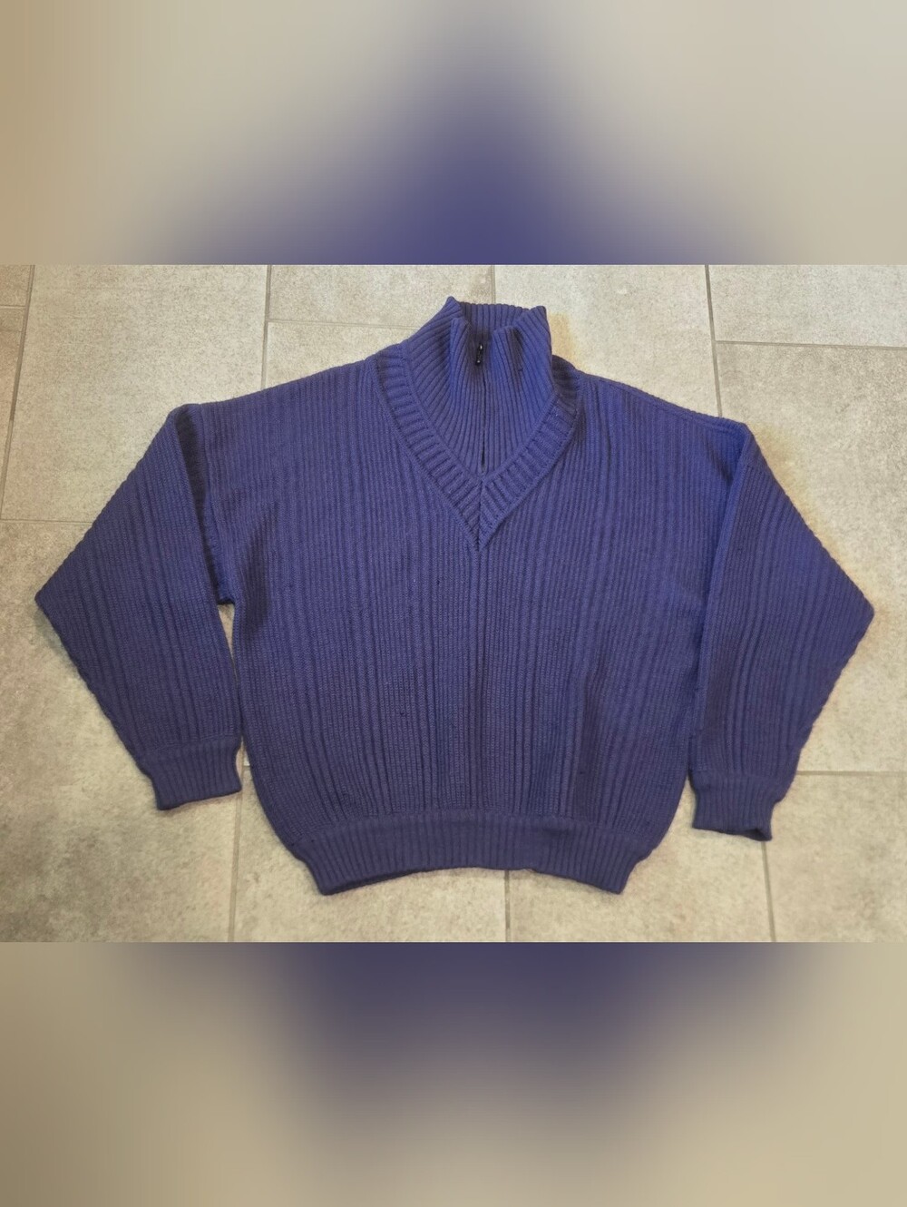 Vtg Charles Jourdan Purple Mock Turtleneck Sweater Sz L *Flaw
